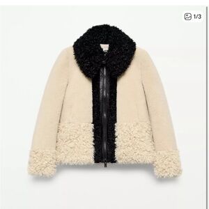Zara Black and Cream Teddy Jacket